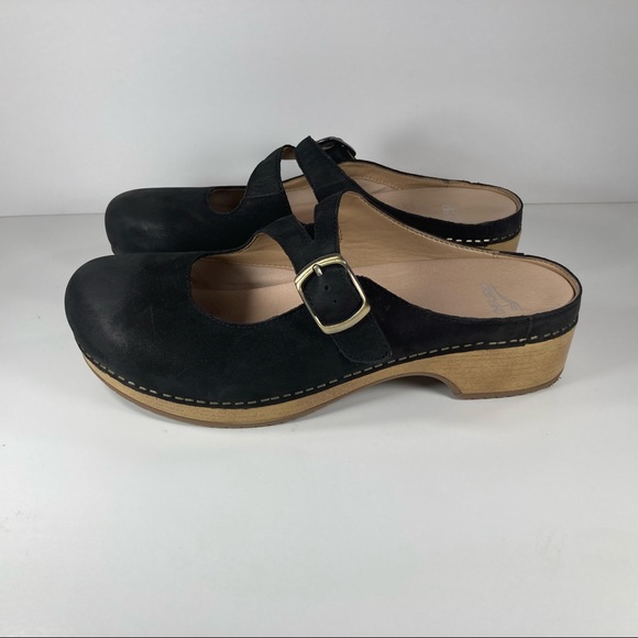 Dansko Britney Burnished Nubuck Black Leather Clogs Women’s Sz EU 42 US 11.5-12 - Picture 2 of 9